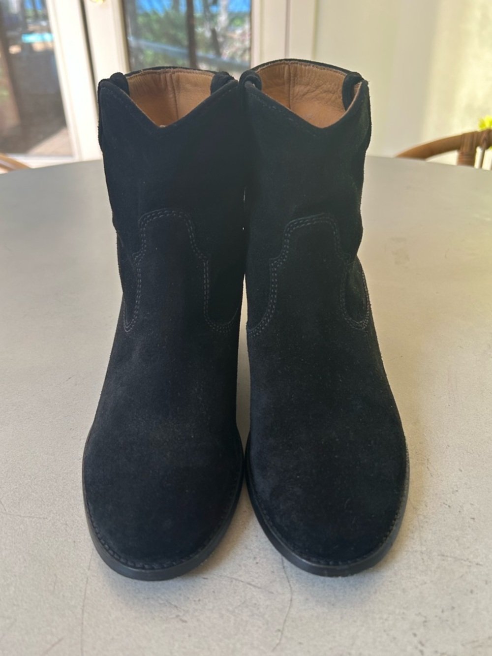 ISABEL MARANT Crisi Black Suede Pointed Toe Ankle Boots Size 37.5 Low Heel - Picture 4 of 7